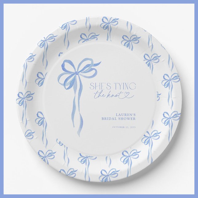 Prato De Papel Arco azul Ela é Chá de panela de Casando (Criador carregado)