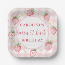 Prato De Papel Arco Berry First Strawberry Birthday Plates