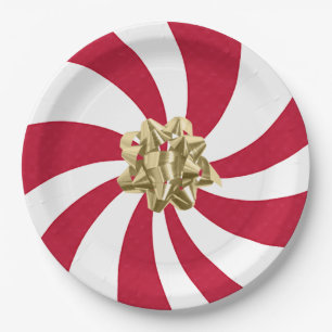 Prato De Papel Arco de Natal sobre o Peppermint Candy
