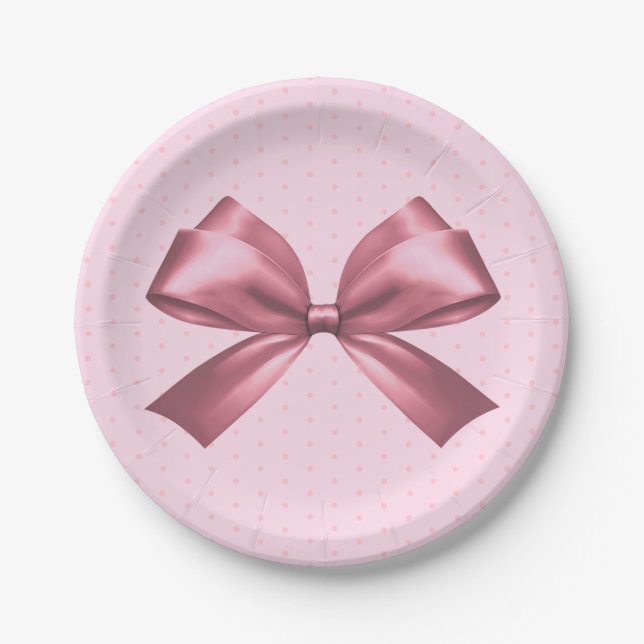 Prato De Papel Arco estético de Satin, Rosa, Bonito (Frente)