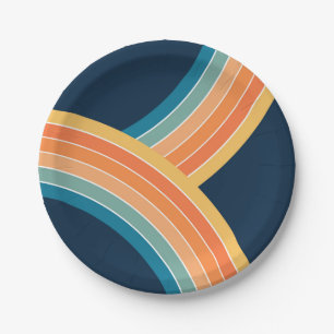 Prato De Papel Arco-íris com estilo retrô duplo colorido