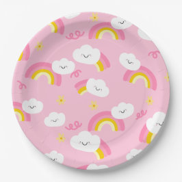 Prato De Papel Arco-íris e nuvens de papel