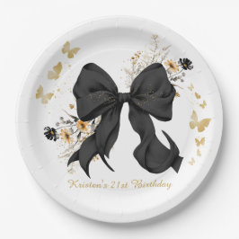 Prato De Papel Arco preto elegante Coquette Wildflower