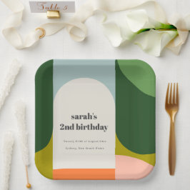 Prato De Papel Arco Retroativo Colorido De Groovy Colorido Qualqu