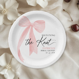 Prato De Papel Arco Rosa Choque Ela Está Noivando Chá de Noiva