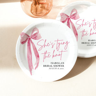 Prato De Papel Arco Rosa Claro Ela Está Se Casando Chá de Noiva