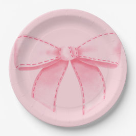 Prato de Papel Arco Rosa Com Fundo Rosa Plano