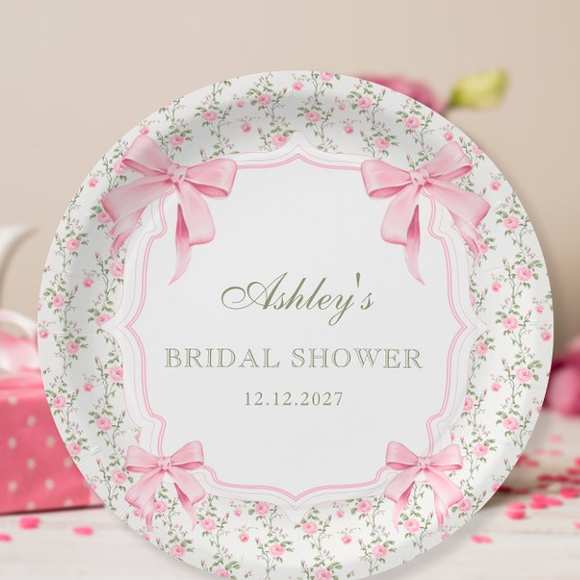 Prato De Papel Arco rosa Ela é Chá de panela Casando (Criador carregado)