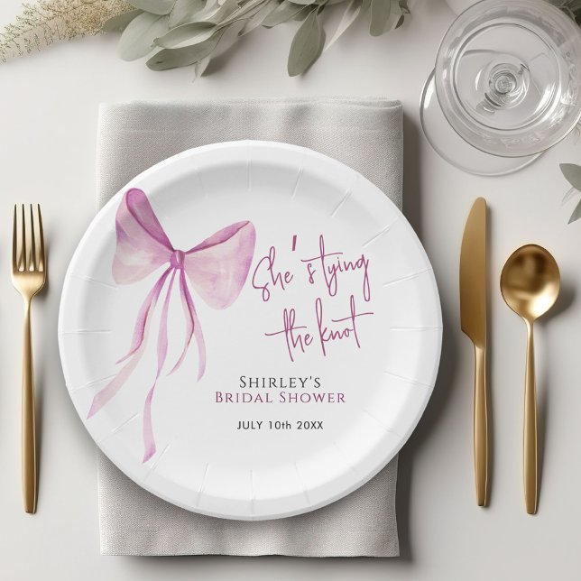 Prato De Papel Arco Rosa Esmagado Ela é Chá de panela Casando (Criador carregado)