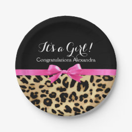Prato De Papel Arco rosa-quente-leopardo é um Chá de fraldas Safa