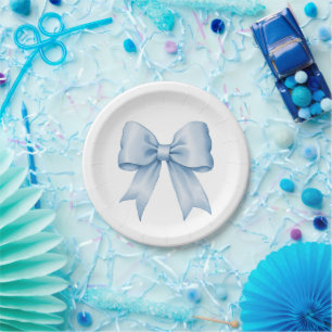 Prato De Papel Arco Sky Blue on White Vintage Satin