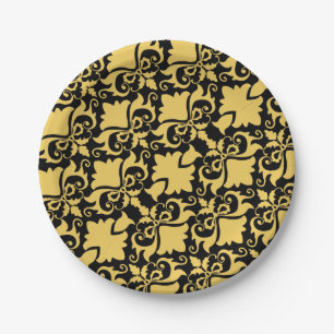 Prato De Papel Arcos de Ouro Noite para Damask