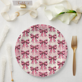 Prato De Papel Arcos de Xadrez de Natal rosa