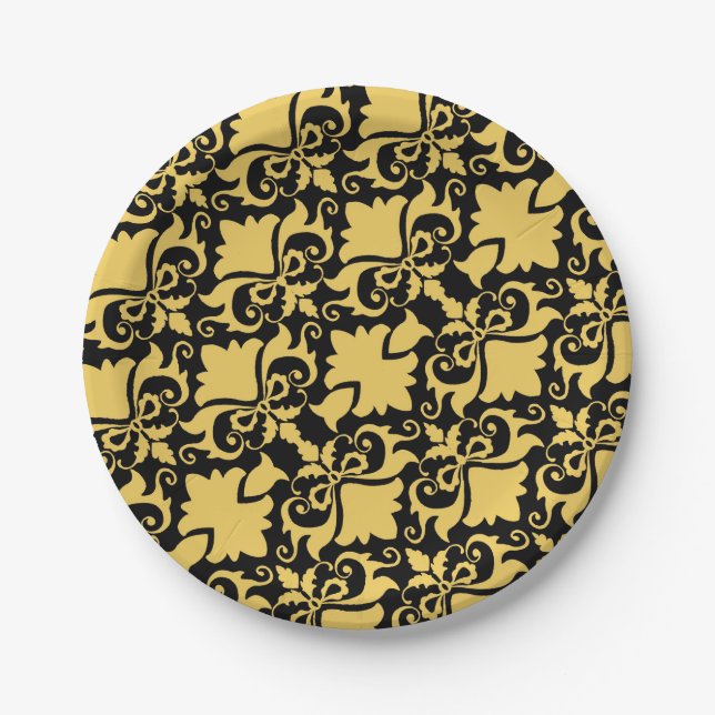 Prato De Papel Arcos do Damasco da Noite do ouro (Frente)