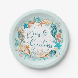 Prato De Papel ÁREAS Costeiras e GREETINGS Conchas de Cavalo