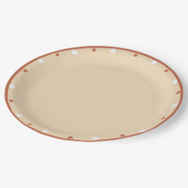 Prato De Papel Areia Terracota Branco Bolinhas