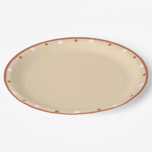 Prato De Papel Areia Terracota Branco Bolinhas