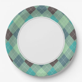 Prato De Papel Argyle Azul