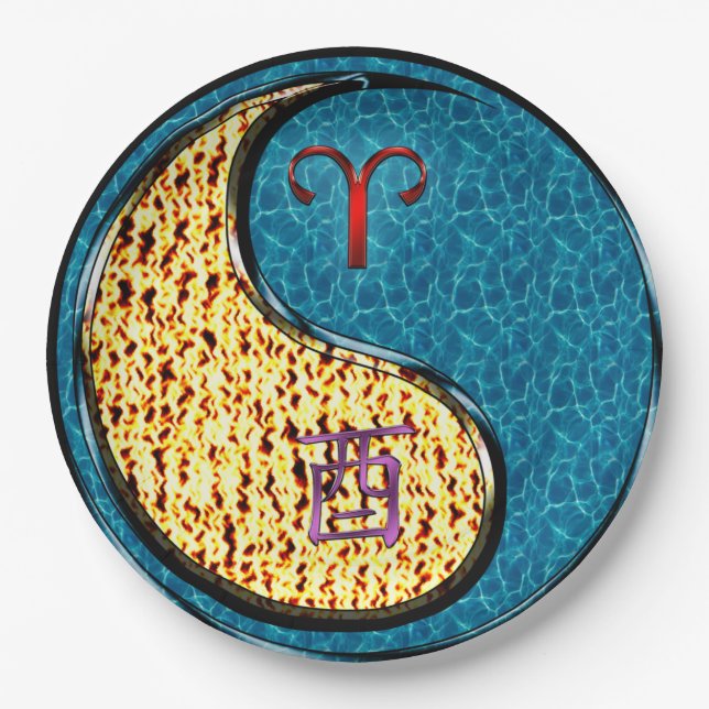 Prato De Papel Aries & Water Rooster (Frente)