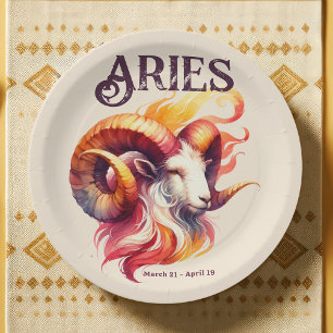 Prato De Papel Aries Zodiac Themed Festa de aniversário