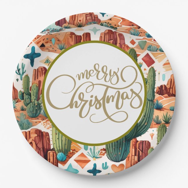 Prato De Papel Arizona Christmas in Desert  (Frente)