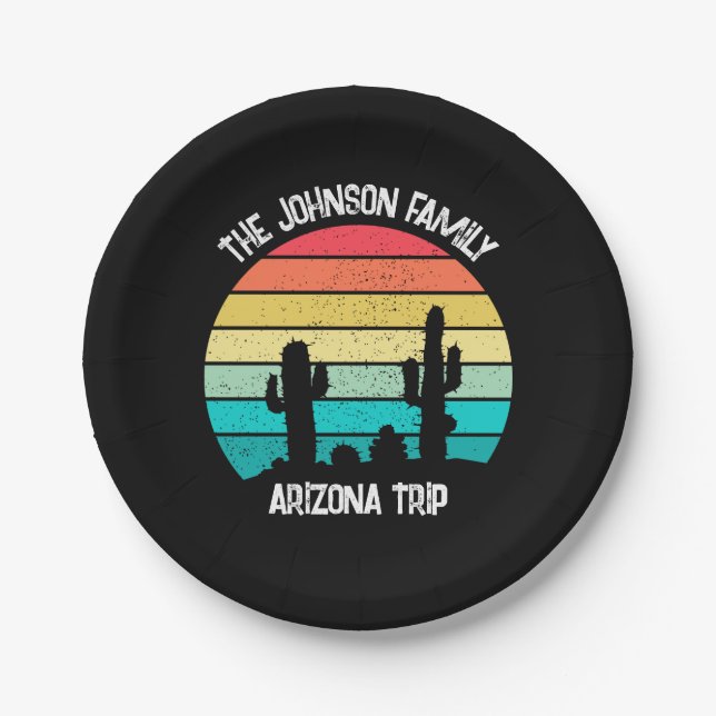 Prato De Papel Arizona Desert Cactus Sunset Personalizado (Frente)