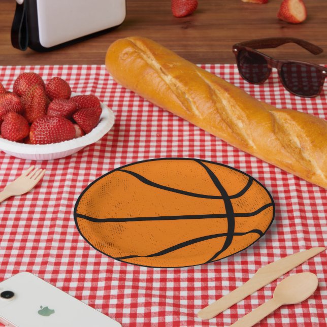 Prato De Papel Aro clássico de basquete estilo dia de jogo (Piquenique)