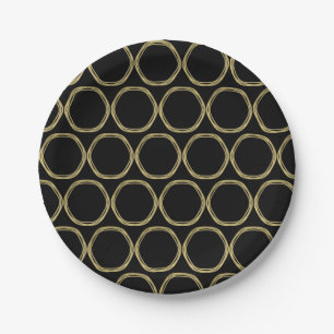 Prato De Papel Aros Gold Glam & Preto (Qualquer Cor) Modern Glam