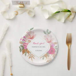 Prato De Papel Arranjo Floral de Boho de Cor de Água Moderna