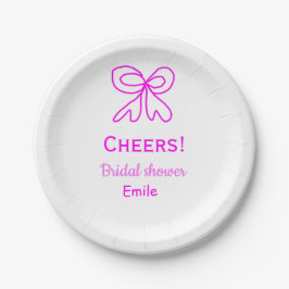 Prato De Papel Arranjo roxo rosa para chá de noiva com nome 