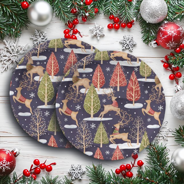 Prato De Papel Arrendoras Whimsical Woodland Winter (Criador carregado)