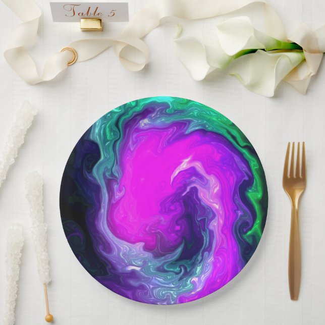 Prato De Papel Arsty Swirl Design (Casamento)