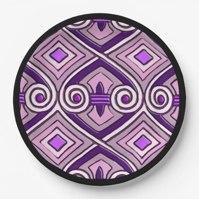 Prato De Papel Art Deco Does Persia (Bright Purples) (Frente)