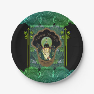 Prato De Papel Art deco mascarado mulher turbana perfume francês