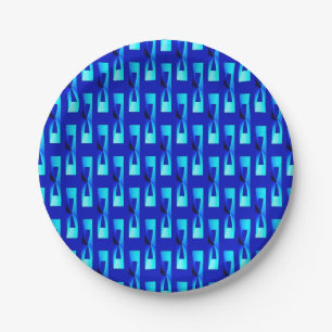 Prato De Papel Art Deco Metálico Geométrico - Azul Cobalto