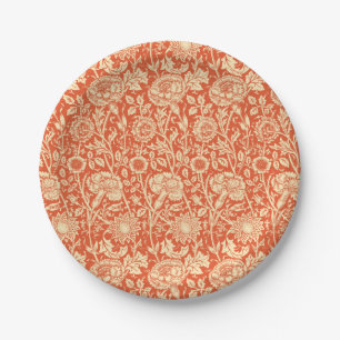 Prato De Papel Art Nouveau Carnação Damask, Mandarin Orange