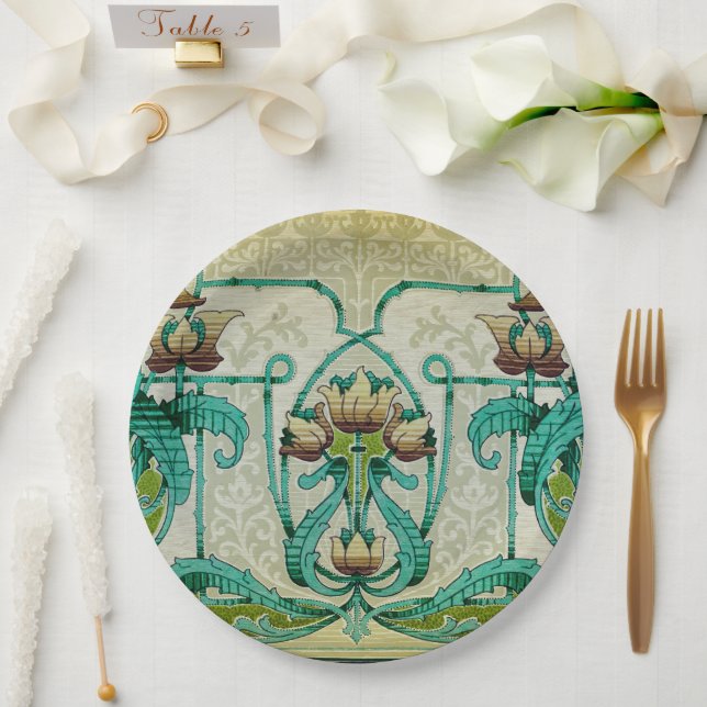 Prato De Papel Art Nouveau Estilo Acanthus Folha de Buquês (Casamento)