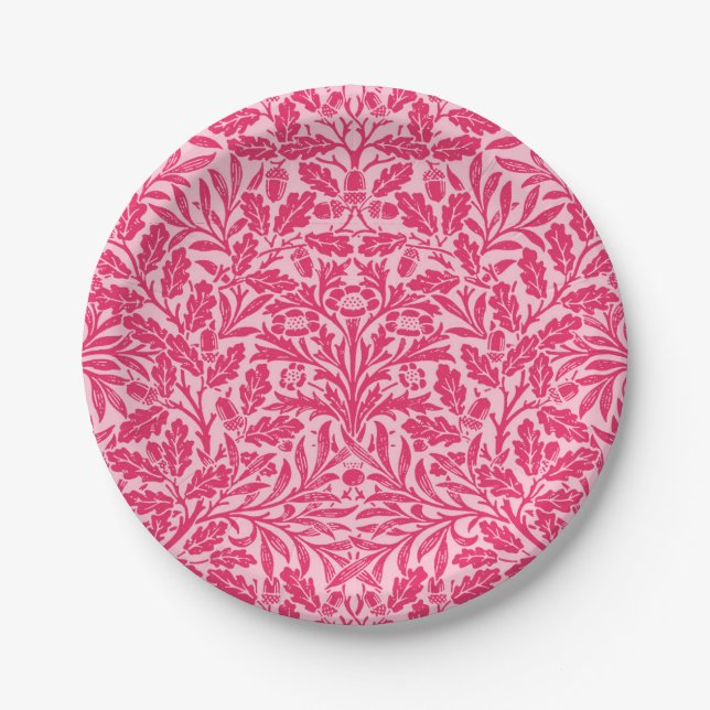 Prato De Papel Art Nouveau Floral Damask, Deep Fuchsia Pink (Frente)