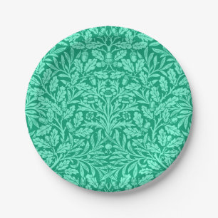 Prato De Papel Art Nouveau Floral Damask, Turquoise e Aqua