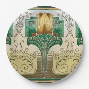 Prato De Papel Art Nouveau Tulip Motif Wedding Holiday