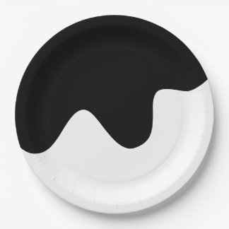 Prato De Papel arte abstrata minimalista em preto e branco modern