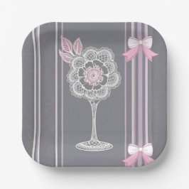 Prato De Papel Arte AI rosa e Cinza