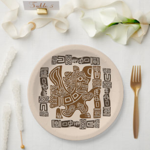 Prato De Papel Arte Antiga Tribal do Guerreiro de Águia Asteca