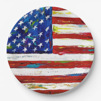 Prato De Papel Arte da Bandeira Americana Patriótica