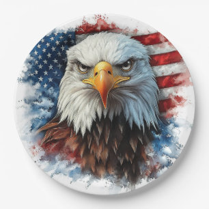 Prato De Papel Arte da Bandeira Patriótica da Águia Americana