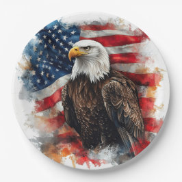 Prato De Papel Arte da Bandeira Patriótica da Águia Americana