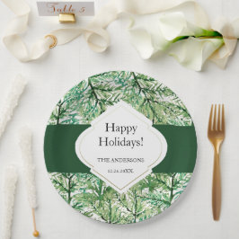 Prato De Papel Arte de Aquarela de Árvore Verde