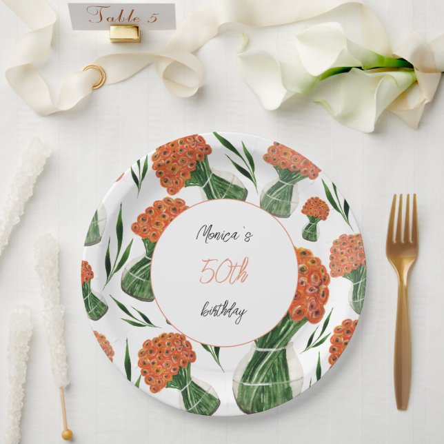 Prato De Papel Arte de Aquarela Italiana Ranunculus (Casamento)