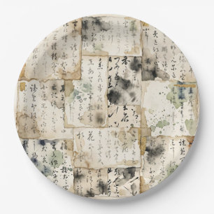 Prato De Papel Arte de Caligrafia Japonesa Vintage (2)