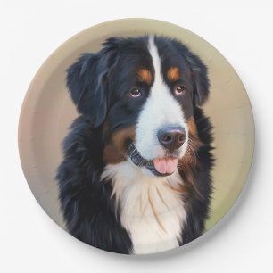 Prato De Papel arte de cão da montanha bernesa